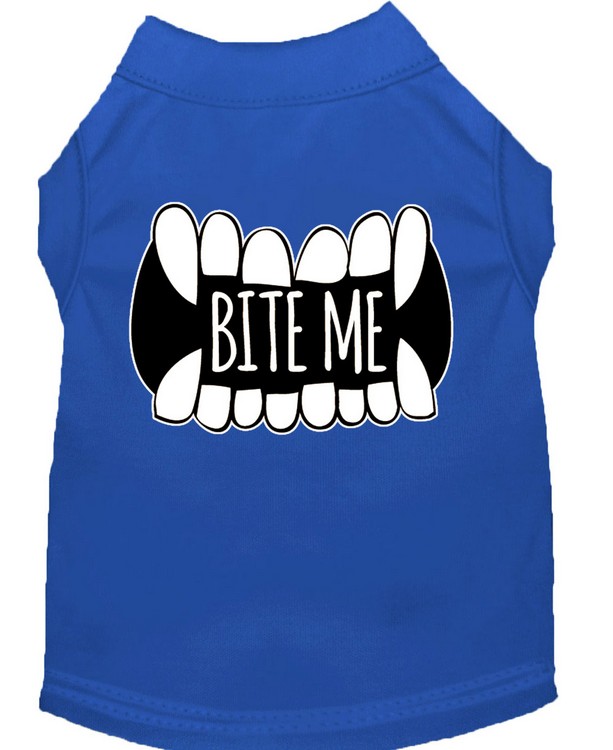 Bite Me Screen Print Dog Shirt Blue Lg